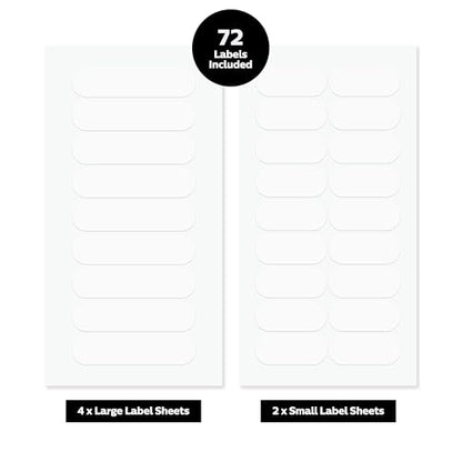 ThreeKin Waterproof Labels for Bottles and Containers - Custom Stickers - All-Purpose and Personalizable - Dishwasher, Freezer and Microwave Safe - BPA-Free - USA-Owned (White, 72pcs) - color: White, size: 72 pcs