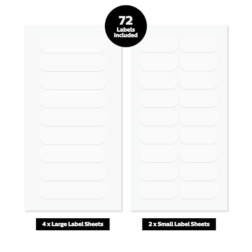 ThreeKin Waterproof Labels for Bottles and Containers - Custom Stickers - All-Purpose and Personalizable - Dishwasher, Freezer and Microwave Safe - BPA-Free - USA-Owned (White, 72pcs) - color: White, size: 72 pcs