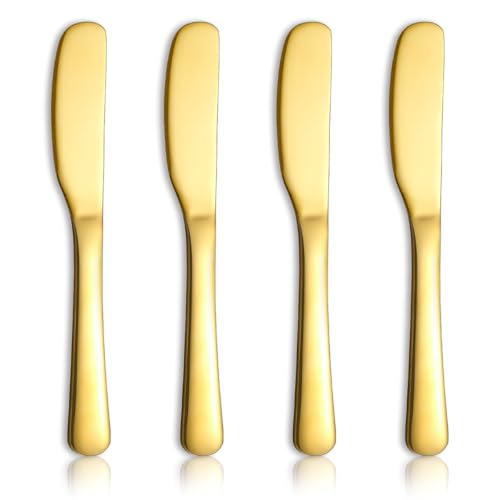 Homquen Stainless Steel Butter Knife, Gold Butter Knives, Butter Spreader, Butter Spreader Knife for Kitchen Restaurant Party, Kitchen Gadgets, Set of 4 - color: 2. Gold