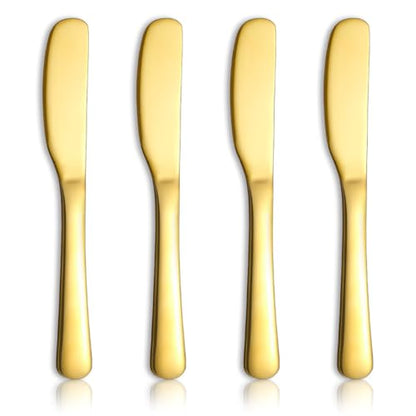 Homquen Stainless Steel Butter Knife, Gold Butter Knives, Butter Spreader, Butter Spreader Knife for Kitchen Restaurant Party, Kitchen Gadgets, Set of 4 - color: 2. Gold