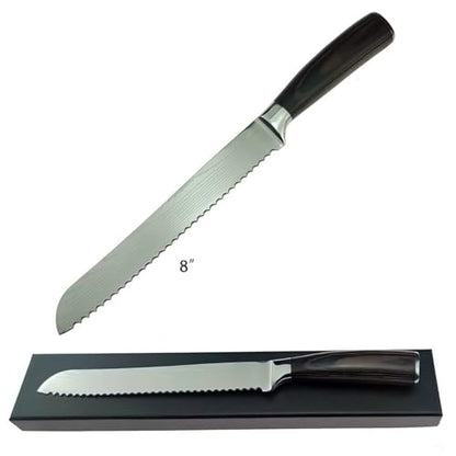 Bread Knife, 8 inch Serrated Knife, German Stainless Steel Bread Knife for Homemade Bread, Razor Sharp Edge for Efficient Slicing Sourdough Bread, Bagels, Cake