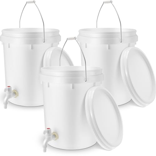 Maxcheck 3 Pack Bucket with Spigot and Lid, Plastic Drink Dispenser with Bottling Bucket Spigot for Self Service Catering and More(2.5 Gallon) - size: 2.5 Gallon