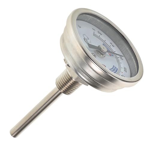 Stainless Steel Wine Thermometer 2-inch Dial Brewing Thermometer for Personal Kettle Corrosion-Resistant Bimetallic Axial Probe, Precise Wine Temperature Monitor for Winemaking