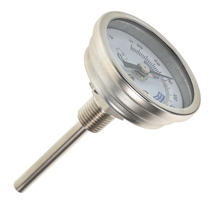 Stainless Steel Wine Thermometer 2-inch Dial Brewing Thermometer for Personal Kettle Corrosion-Resistant Bimetallic Axial Probe, Precise Wine Temperature Monitor for Winemaking