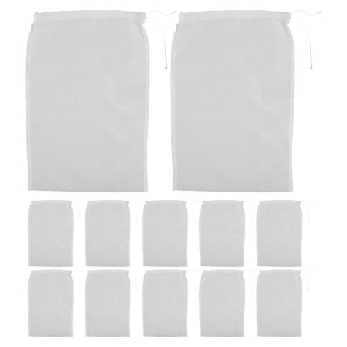 OUNONA 12pcs Cheese Cloths - 200 Mesh Straining Bag for Juicer Bags - Reusable Juice Strainer Pouch for Straining Almond/Soy Milk Greek Yogurt Cold Brew Coffee 11.81x7.87in