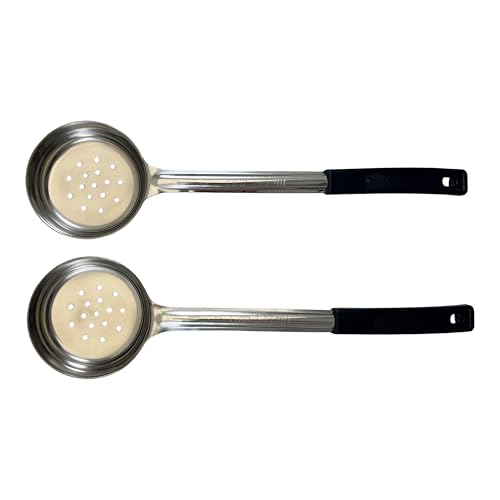 6 oz Slotted Stainless Steel Portion Control Ladle Spoon | Commercial-Grade Spoodle for Portioning & Draining - Pasta, Veggies & Buffet Service. Color-Coded by Size. Dishwasher Safe. - size: 6 Ounce Slotted