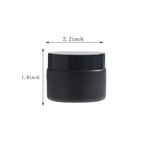 OverNews 2oz Black Glass Jar Travel Size, 45PCS Empty Cosmetic Lotion Container with Black Lid & Spatula, Small Mini Jar for Beauty - color: HBlack, size: 45