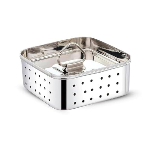 AaraVibe® Paneer Maker Steel | Paneer Maker | Paneer Maker Mould Press – 750ml (Large) Stainless Steel Square Press for Homemade Paneer, Tofu & Sprouts | 1 Year Warranty & Free Paneer Recipe eBook