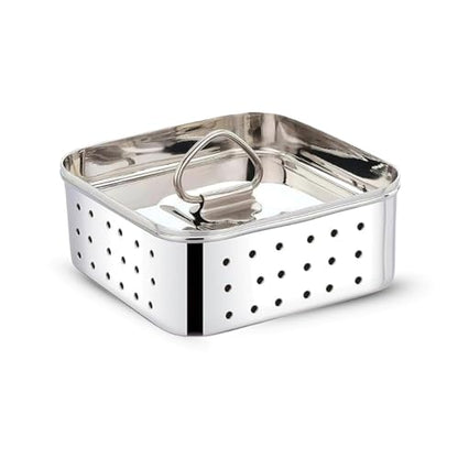 AaraVibe® Paneer Maker Steel | Paneer Maker | Paneer Maker Mould Press – 750ml (Large) Stainless Steel Square Press for Homemade Paneer, Tofu & Sprouts | 1 Year Warranty & Free Paneer Recipe eBook