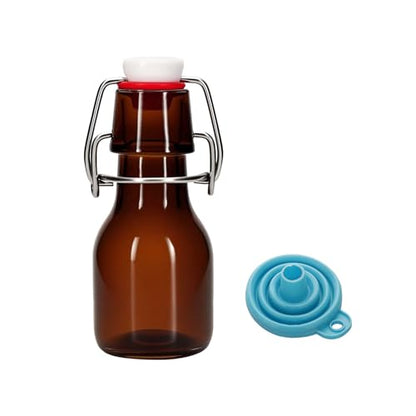 1Pc Amber Swing Top Brewing Bottles with Leak Proof Easy Caps, Glass Beer Bottle Flip Top Bottles For Kombucha, Kefir, Vanilla Extract, Beer (2oz Round)