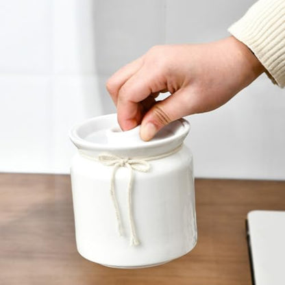 Amosfun Ceramic Food Storage Jar 300ml Sealed Pickle Fermentation Crock Airtight Kitchen Canister for Sauerkraut and Tea Container