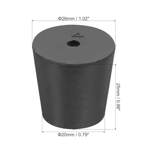 MECCANIXITY Rubber Tapered Plug 20mm to 26mm Solid Test Tubes Bungs Stopper with Hole Black for Lab Home 16 Pieces - size: 20mm-26mm