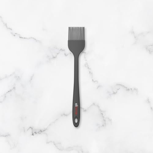 Elihome Mini Silicone Basting Pastry Brush, Cooking Brush for Oil Sauce Butter Marinades, Food Brushes for BBQ Grill Kitchen Baking, Baster Brushes Pastries Cakes Meat Desserts, Food Grade, Dark Grey - color: Dark Gray