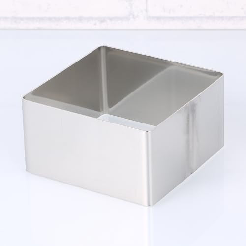 GALPADA Stainless Steel Cake Ring Square Mousse Ring Pastry Cutter Mold for Baking Cake Cookies Bread Cheese and Desserts 3.66 X 3.66 X 1.57 in 1 Pack - size: Size 5