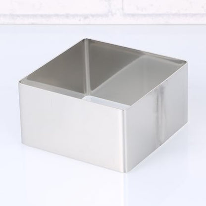 GALPADA Stainless Steel Cake Ring Square Mousse Ring Pastry Cutter Mold for Baking Cake Cookies Bread Cheese and Desserts 3.66 X 3.66 X 1.57 in 1 Pack - size: Size 5