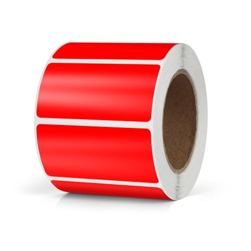 Red Rectangle Stickers 2 x 1 Inch Color Coding Labels Vinyl Roll Self-Adhesive Waterproof Removable 500 PCS - color: Red