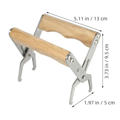 VICASKY 3pcs Bee Frame Holder Beekeeping Tools with Wooden Handle and Stainless Steel Clamp for Stable and Secure Frame Holding, Minimizing Disturbance, for Inspection and Honey Harvesting