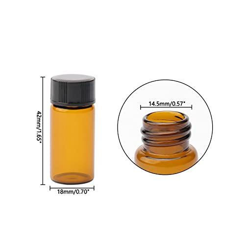 5ml Small Sample Vials, 50Pcs Amber Glass Sample Bottles with Screw Cap, Lab Sample Vials for Laboratory, Liquid, Water, Seeds, Essential Oil - size: 5ml-50pcs