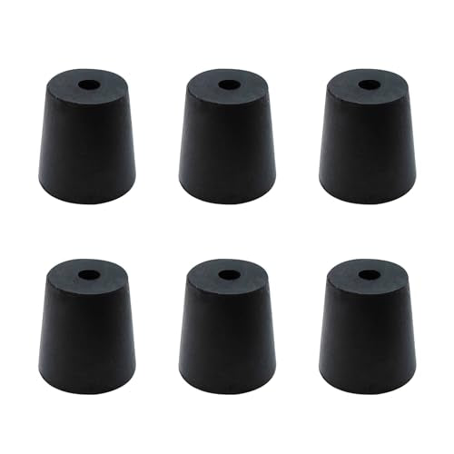 6Pcs Solid Rubber Stopper Bungs with Hole 18mm to 24mm Solid Test Tubes Bungs Stopper for Flask, Plug Holes and Test Tube(Black) - size: 18mm to 24mm