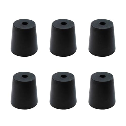 6Pcs Solid Rubber Stopper Bungs with Hole 18mm to 24mm Solid Test Tubes Bungs Stopper for Flask, Plug Holes and Test Tube(Black) - size: 18mm to 24mm