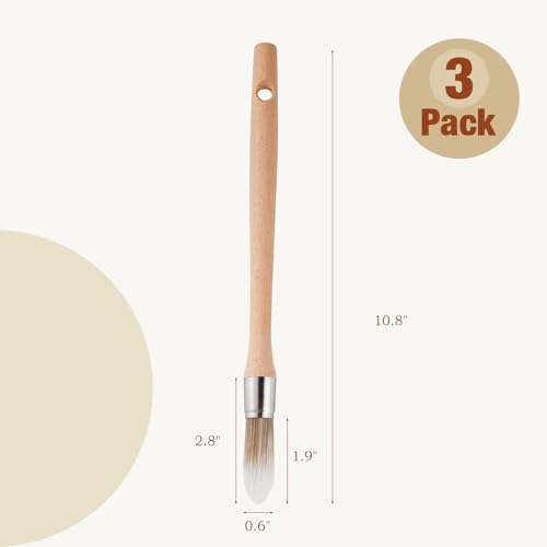 Trim Paint Brush, 0.6 Inch, 3 Pack, Small Paint Brushes for Walls, Touch Up, Trim Painting Tool for Detail Areas and Corners, Round Paint Brushes, Trim Brushes for Painting House Wall Edges - size: 0.6 Inch Round, 3 Pack