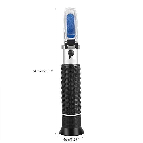 Alcohol Refractometer 0-80%, Aluminum, with ATC, Alcohol Content Measurement Tool Tester Includes Screwdriver, Dropper, Cloth, Case, 8.07 Inch