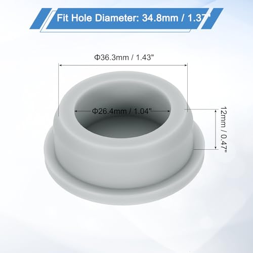 uxcell Silicone Rubber Plug, High Temp Round Hole Plug Waterproof Rubber Stopper Pipe End Caps Fit 36.3mm/1.43" for Bathtub Bottle Sealing, Grey - size: 36.3mm/1.43"