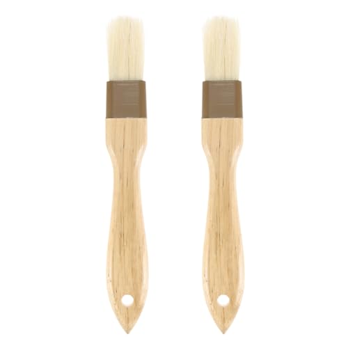 M METERXITY 2-Pack Pastry Brush, Wooden Handle Natural Bristle Basting BBQ Oil Brush for Cooking/Barbecue/Kitchen [1"] - size: 1"