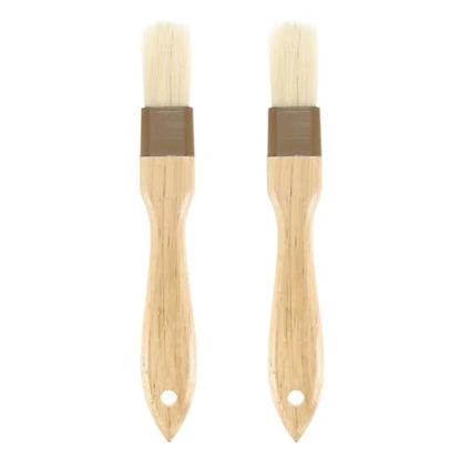 M METERXITY 2-Pack Pastry Brush, Wooden Handle Natural Bristle Basting BBQ Oil Brush for Cooking/Barbecue/Kitchen [1"] - size: 1"