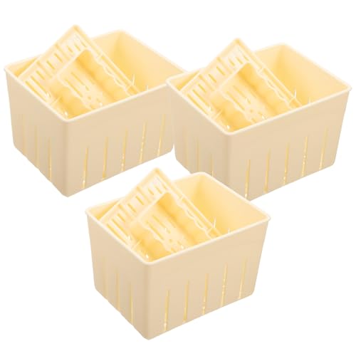 Yardwe Tofu Press Mold 3 Sets Tofu Maker with Lid Cheese Press for Cheese Making Tool for Homemade Smooth Interior 5.51 X 4.13 X 3.54 in