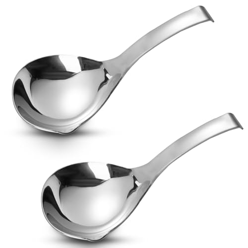 2Pcs Soup Ladle, Stainless Steel 304 Spoons With Pour Spout, Large Cooking Utensils for Serving Metal Ladle Gravy Punch Ladle - size: Small