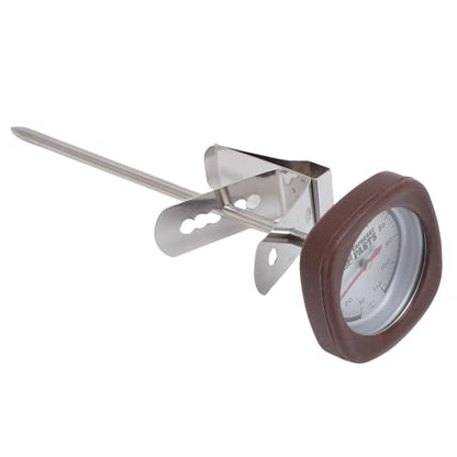 Instant Read Pocket Milk Frothing Thermometer with Clip, 304 Stainless Steel, Square Shape, Black, for Chocolate and Coffee Drinks (Brown) - color: Brown