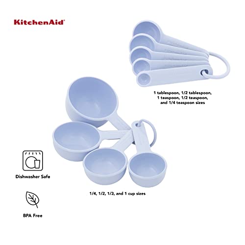 KitchenAid Universal Easy To Read Measuring Cup and Spoon Set with Soft Grip Handle for Maximum Control, Hang Hole and Nesting For Easy Storage, Dishwasher Safe, 9 Piece, Lavender Cream - color: Lavendar/Cream