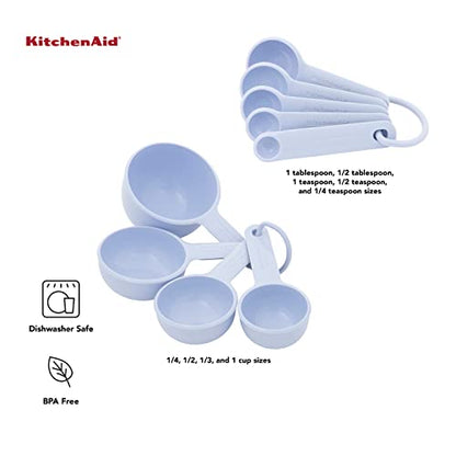 KitchenAid Universal Easy To Read Measuring Cup and Spoon Set with Soft Grip Handle for Maximum Control, Hang Hole and Nesting For Easy Storage, Dishwasher Safe, 9 Piece, Lavender Cream - color: Lavendar/Cream