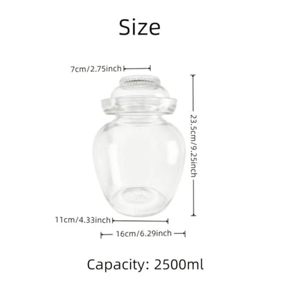 Fermentation Jar, 2.5 Liter Pickle Kimchi Jar with Water Seal Lid | Food Grade, Clear Glass, Wide Mouth, for Making Pickles Kimchi Sauerkraut and Fermenting Vegetables Fruits, Wine Brewing - size: 0.66 Gallon