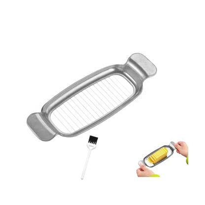 Stainless Steel Wire Butter & Cheese Slicer Cutter,with Ergonomic handle Portable Grip for Block Cheese, Butter,Soft Fruits（7.68×2.56in Silver）