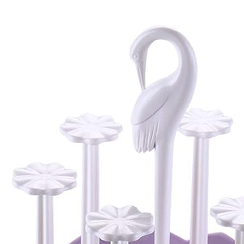 Bottle Drying Rack,Swan Cup Holder,Mug Holder with Rotating Drain Tray;Stylish Swan Head Design;Ideal for Kitchen,Dining,Living Room;Coffee Mug Holder(Purple)