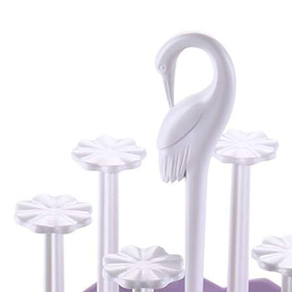 Bottle Drying Rack,Swan Cup Holder,Mug Holder with Rotating Drain Tray;Stylish Swan Head Design;Ideal for Kitchen,Dining,Living Room;Coffee Mug Holder(Purple)