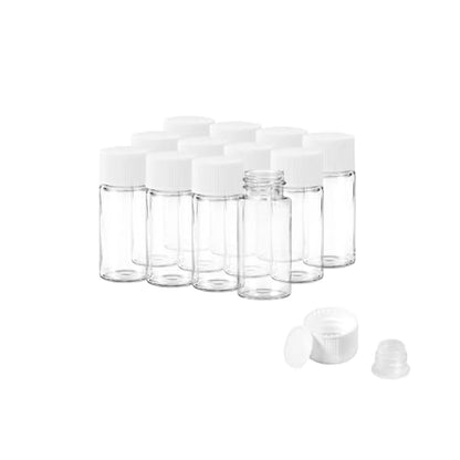 10ml Clear Glass Vials with Screw Caps and Plastic Stoppers, Small Liquid Sample Vial, Leak-Proof Vial, 12PCS(White Cap) - color: CLEAR, size: 10ml