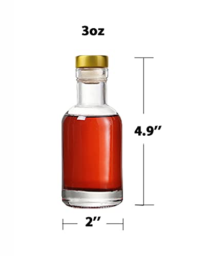 Clear Glass Bottles 3 oz - 100ml [Pack of 12] for Wine Beverages Drinks Oil Vinegar Kombucha Beer Water Soda with Cork Stopper Airtight Lid - size: KC-Short-3oz-12pic
