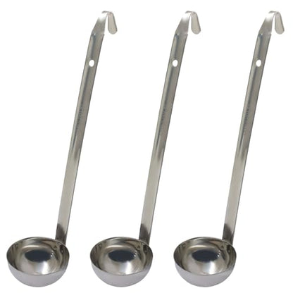 Hitefu 3 Pcs Stainless Steel Soup Ladle Set, 2 oz | Pouring Rim, Long Hooked Handles, For Cooking & Serving, Soup, Sauce, Stews - size: 2 oz