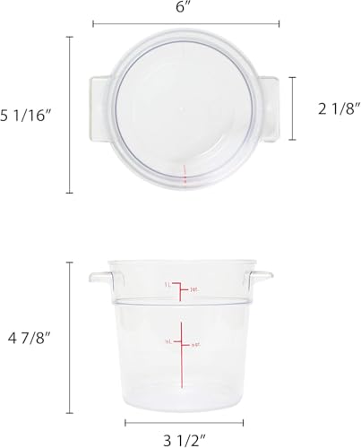 TrueCraftware- 1 Quart Clear Round Food Storage Container Polycarbonate- Commercial Reusable Food Container Canister with Measurement Markings for Meal Prep Pantry Kitchen Catering Use - size: 1 Quart