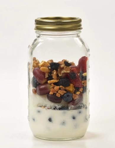 Regular Mouth Mason Glass Jars, 32 oz Quart Size with Lids for Canning, Home Decor, Pantry Storage, 12 Pack