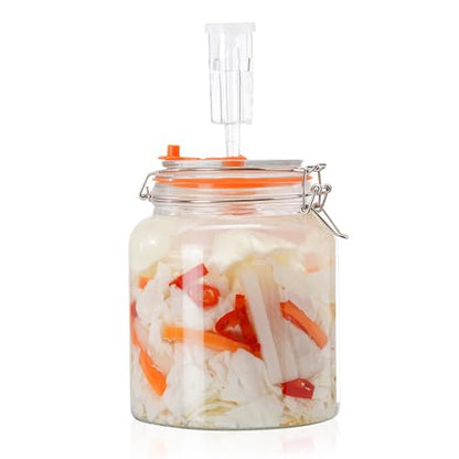 0.6 Gallon Fermentation Jar with Airlock Lid, Complete Fermenting Kit for Kimchi, Sauerkraut, Pickles, Kombucha & Homemade Fermented Food - size: 0.6 Gallon
