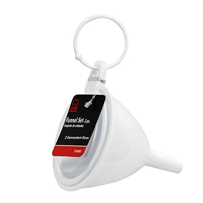 Chef Craft Classic Plastic Funnel Set, 2.5 to 3.75 inch 3 piece Set, White - size: 2.5 to 3.75 inch 3 piece set