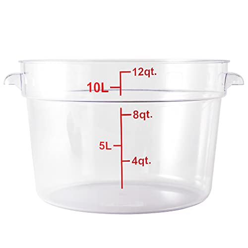 Restaurantware Met Lux 12 Quart Food Storage Container, 1 Round Commercial Storage Container - Lid Sold Separately, With Volume Markers, Clear Plastic Food Prep Bucket, Space-Saving Storage - size: 12 qt, style: 1 Count