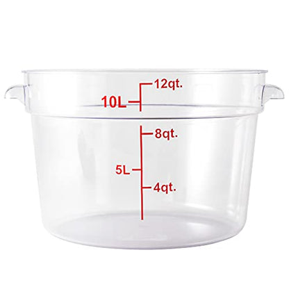 Restaurantware Met Lux 12 Quart Food Storage Container, 1 Round Commercial Storage Container - Lid Sold Separately, With Volume Markers, Clear Plastic Food Prep Bucket, Space-Saving Storage - size: 12 qt, style: 1 Count