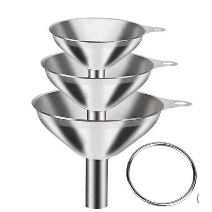Metal Stainless Steel Funnel, Large Medium Small Funnel Set of 3, Food Grade Mini Funnels for Kitchen Use Filling Bottles Flask Cooking