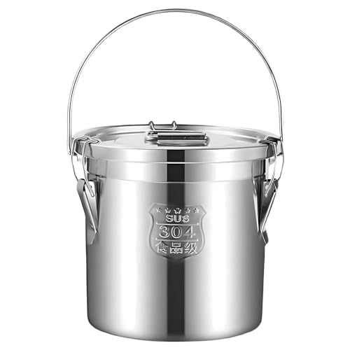 304 스테인리스 스틸 밀가루 통, 12L/3.1갤런, 뚜껑이 있는 휴대용 | 쌀가루 설탕 그레인 커피 콩 보관 용기 주방 병 밀폐 금속 통 - size: Handheld 12L/3.1gal