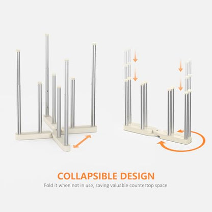 KORRTFID Reusable Storage Bag Drying Rack, Retractable Metal Bottle Drying Rack, Collapsible Cup Draining Rack for Water Bottles, Mason Jars, Mugs, Glass and Sports Bottle(1 Pcs) - size: 1 PC